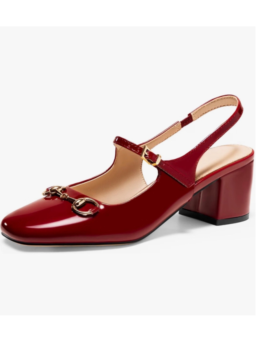 Women's Unbranded Red Patent Leather Slingback Heels, Size 8